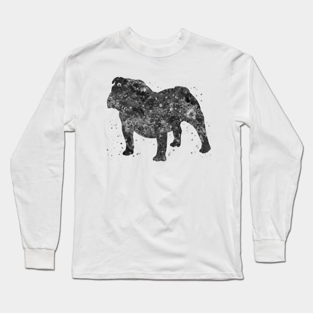 british bulldog black and white Long Sleeve T-Shirt by Yahya Art